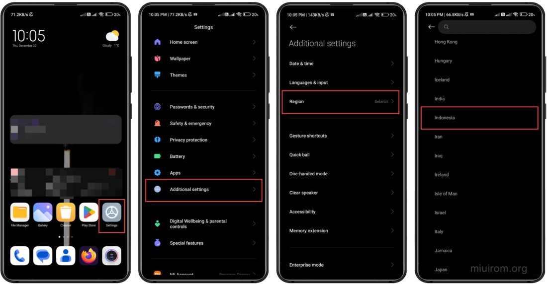 How to change the MIUI region to Indonesia